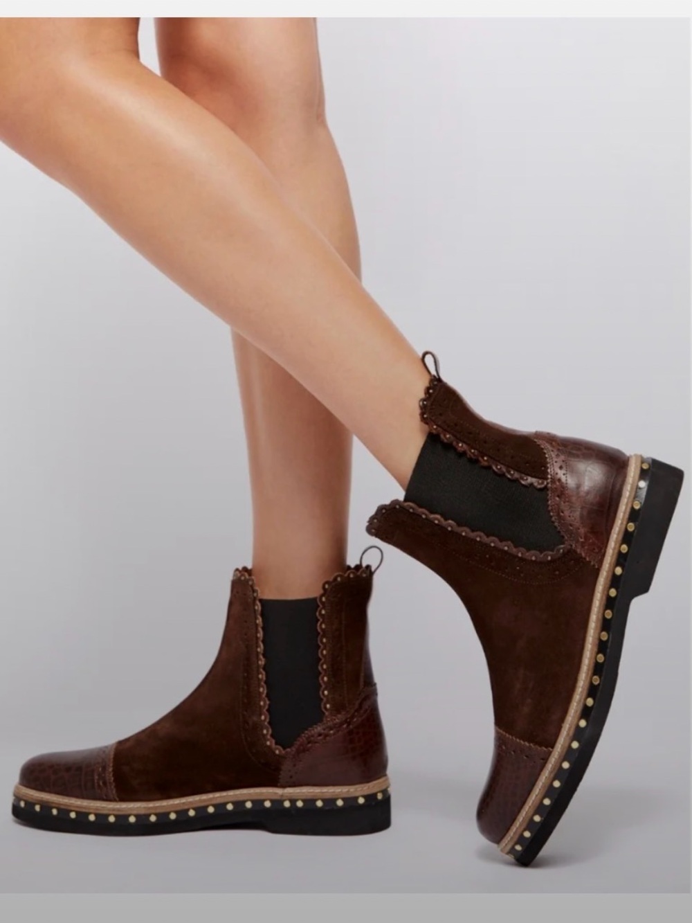 Free People Brown Suede & Leather Chelsea Booties size 36
